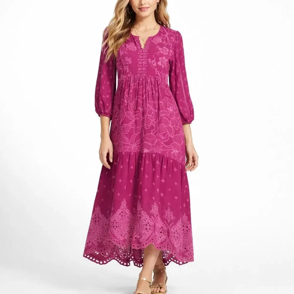 johnny was embroidered midi dress Floral Embroidered Midi Dress with Dolman Sleeves main image 1